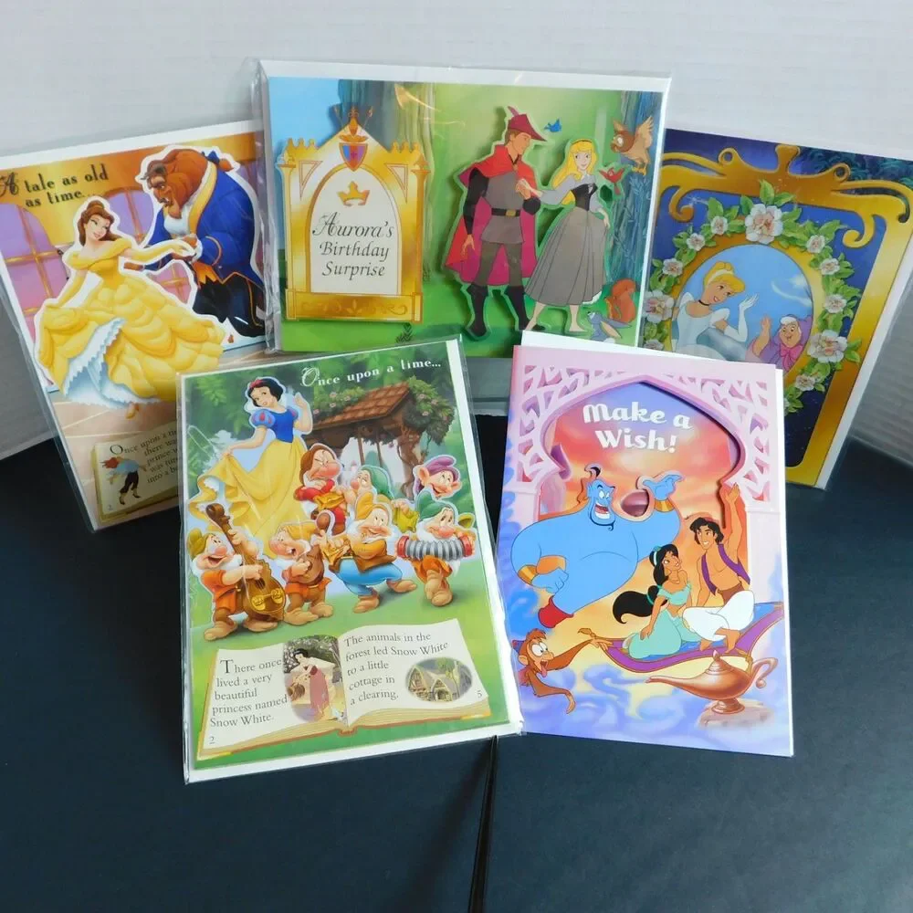 Disney Birthday Cards Pop-Up Storybook & Envelopes Wish Fun Cinderella Lot of 5